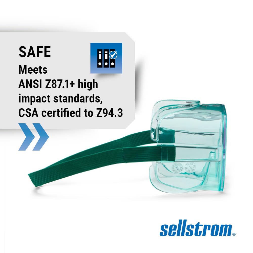 Advantage Series Safety Goggles - Non-Vented, Anti Fog Eye Protection Goggles for Men & Women - FR Strap, Fits Over Most Glasses, ANSI Z87.1 - Clear Lens