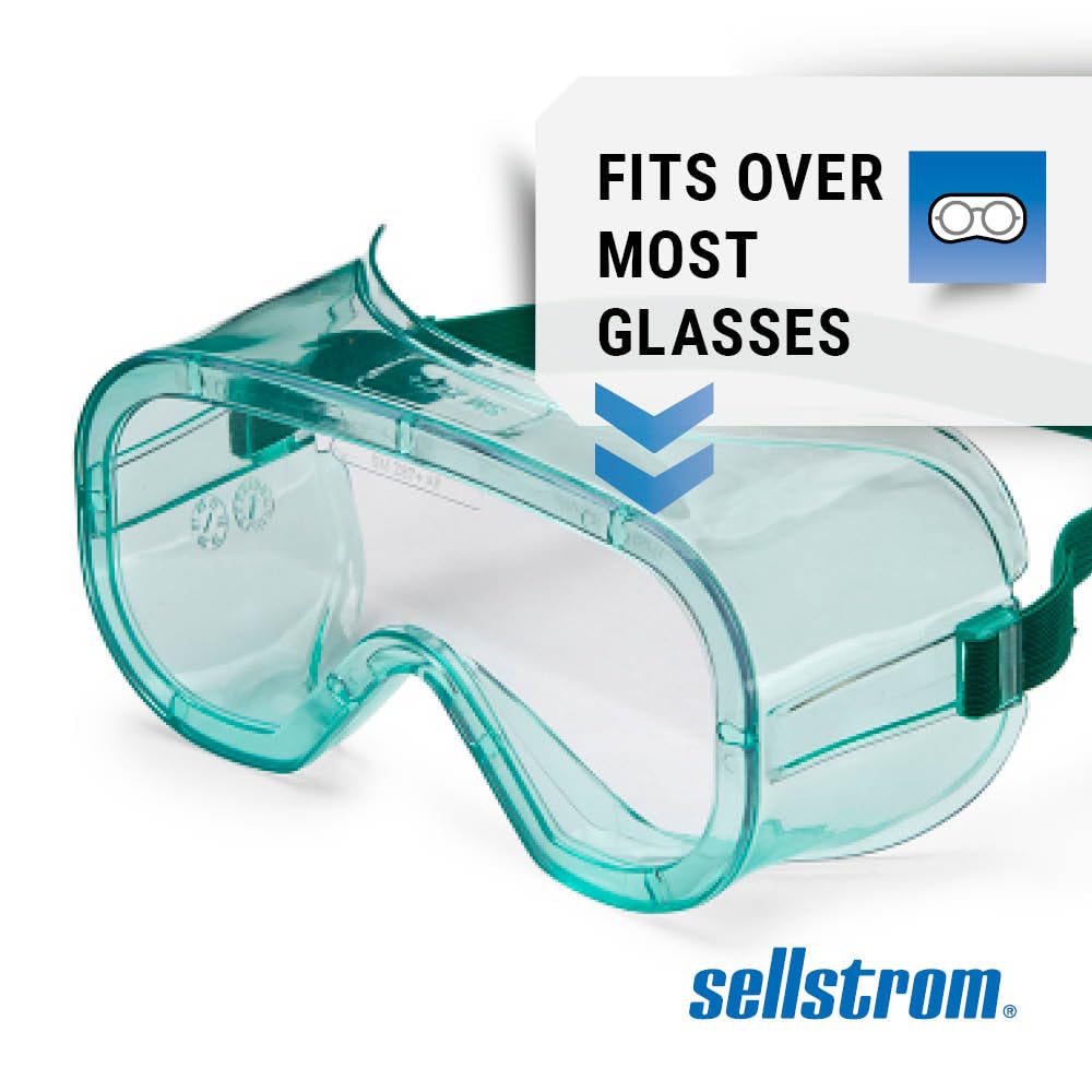 Advantage Series Safety Goggles - Non-Vented, Anti Fog Eye Protection Goggles for Men & Women - FR Strap, Fits Over Most Glasses, ANSI Z87.1 - Clear Lens