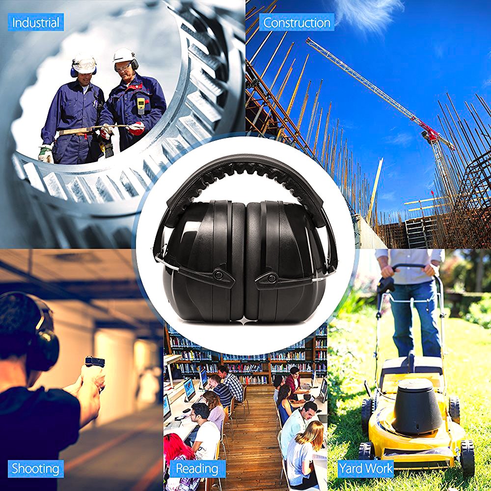 Highest NRR Safety Ear Muffs - Professional Ear Defenders for Shooting, Adjustable Headband Ear Protection/Shooting Hearing Protector Earmuffs Fits Adults to Kids (Blue)