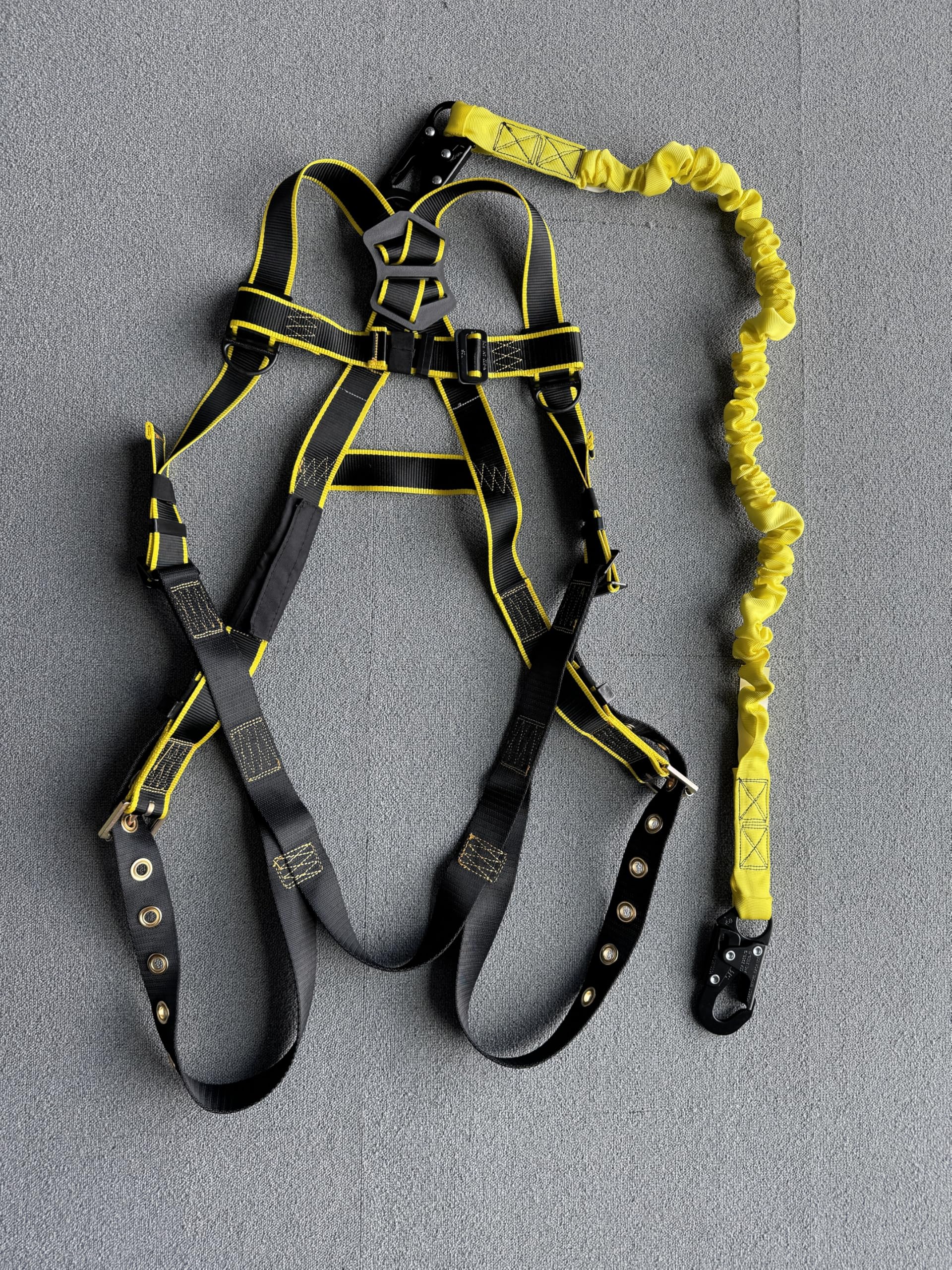Safety Harness Fall Protection Kit - Construction Roof Full Body Harness w/Detachable 6FT Shock Absorbing Lanyard & Hook, ANSI/OSHA