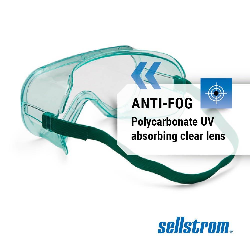 Advantage Series Safety Goggles - Non-Vented, Anti Fog Eye Protection Goggles for Men & Women - FR Strap, Fits Over Most Glasses, ANSI Z87.1 - Clear Lens