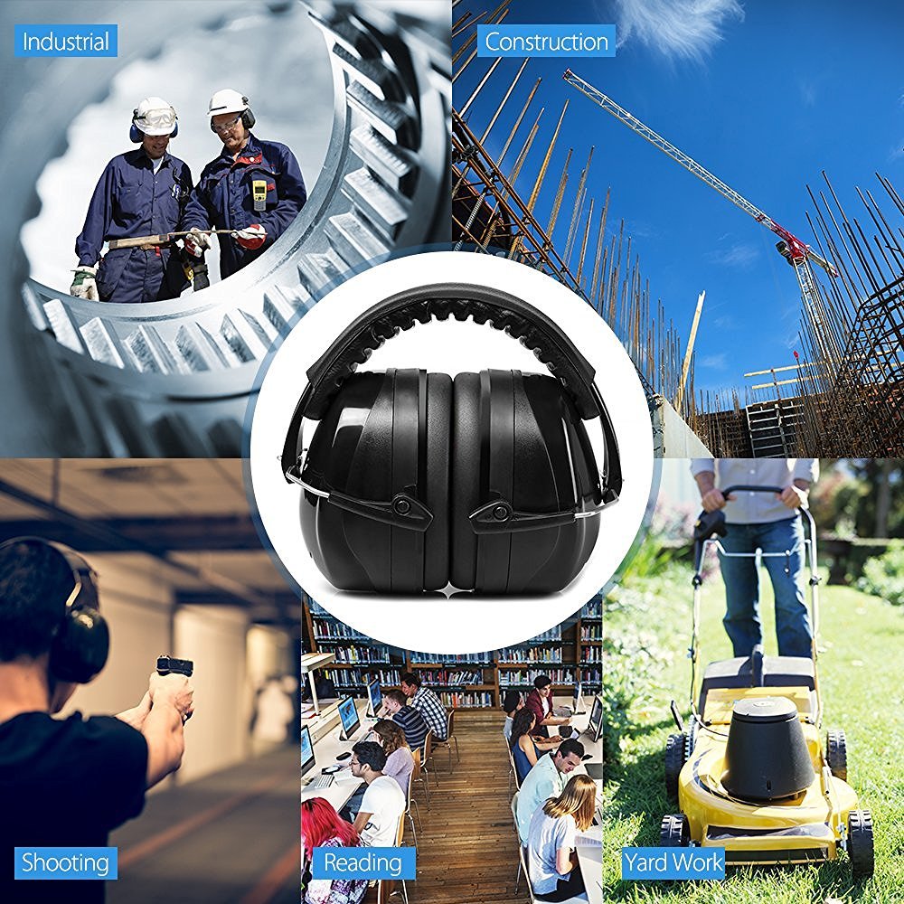 Highest NRR Safety Ear Muffs - Professional Ear Defenders for Shooting, Adjustable Headband Ear Protection/Shooting Hearing Protector Earmuffs Fits Adults to Kids (Blue)
