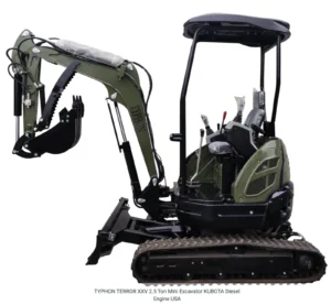 TYPHON 2.5 Ton Mini Excavator KUBOTA Diesel Engine USA W 14 attachments - Image 2