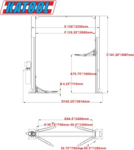 Katool KT-M110 11,000lbs Two Post Lift - Image 5