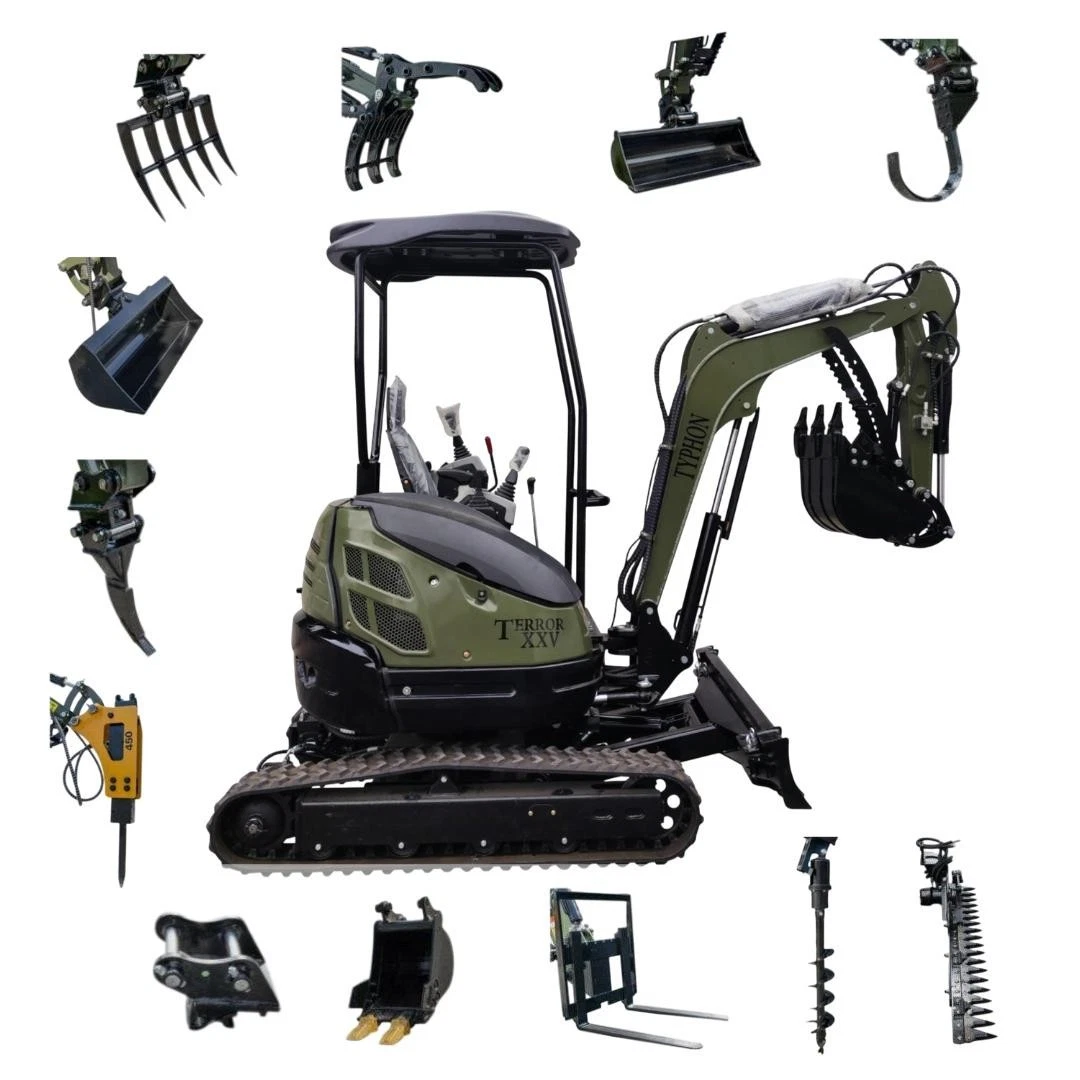 b53c09_f6ba79b4e3444a239b842ecc7e680b5emv2.webp TYPHON 2.5 Ton Mini Excavator KUBOTA Diesel Engine USA W 14 attachments - Image 1