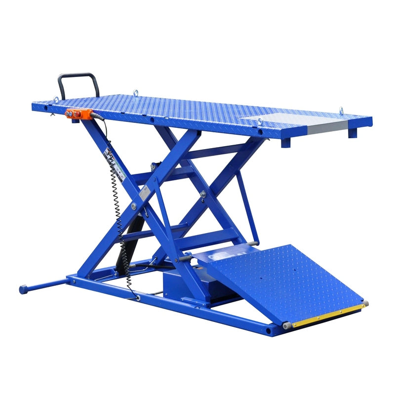 d4e621_244400a9b0f641ed8550e2865b286c94mv2.jpg iDEAL Elec-Hydra Motorcycle Lift Bench w/Integrated Motor & Retractable Ramp - Image 1