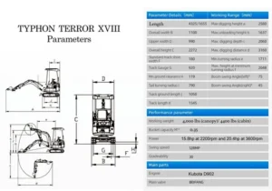 Green TYPHON TERROR XVIII Prestige 2 Ton Mini Excavator KUBOTA Diesel Engine USA - Image 9