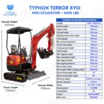 2025 Typhon Terror XVIII Rugged Mini Excavator 4000 lb Kubota D902 - Image 4