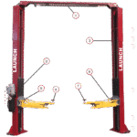 Launch Tech USA TLT240SC 9,000 lb Two Post Clear Floor – Asymmetric – RED - Image 9