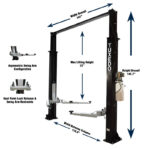 Tuxedo TP9KAC-TUX 9,000 lb Two Post Clear Floor – Asymmetric - Image 3