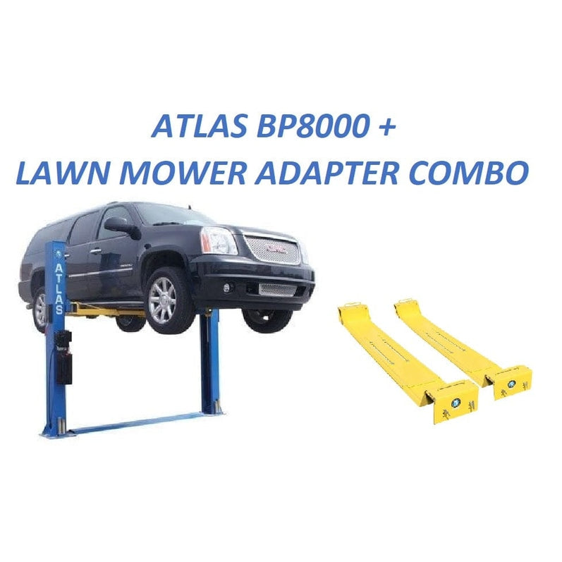 feecd6_94ba7ccd20884dcbba0d3e240f68b6cdmv2.jpg Atlas BP8000 2-Post Lift + Lawn Mower Adapter Combo - Image 1